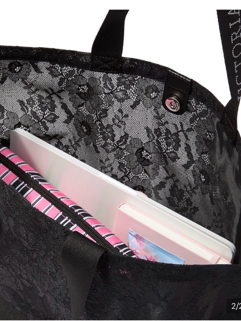 Victoria's Secret Black Lace Shoulder Tote - Picture 2 of 5